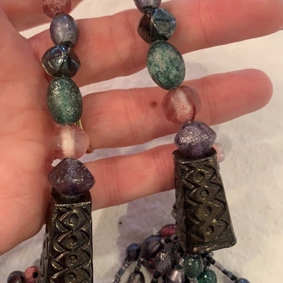 Chico’s glass bead multi strand colorful boho chunky style easy hook closure - Picture 4 of 7